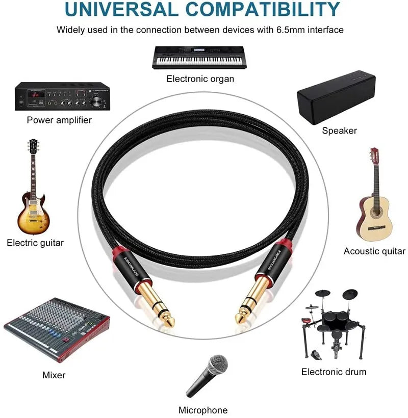 Lungfish Guitar Cable 6.35mm TRS Stereo Cable Male to Male for Electric Guitar