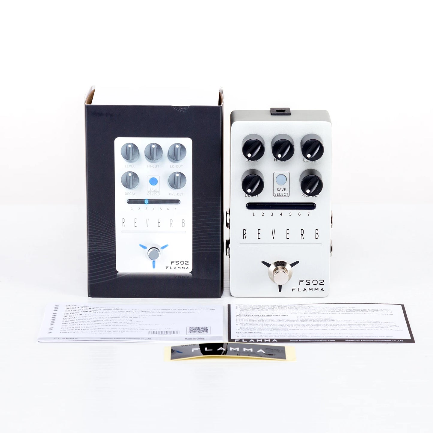 FLAMMA FS02 Reverb Pedal Reverb Stereo Spring Reverb True Bypass Storable Preset