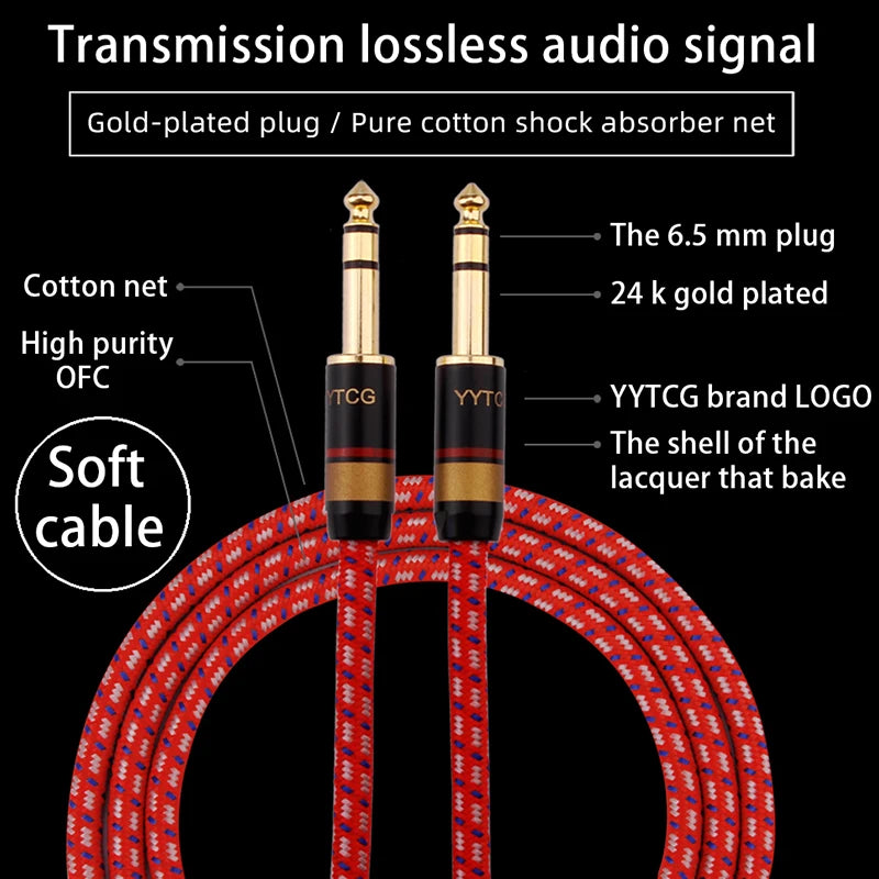 6.5mm Cable Nylon for Guitar Amplifier 6.35 Aux Cable for Electric Guitar