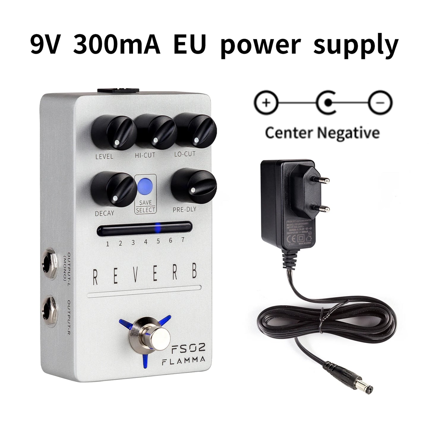 FLAMMA FS02 Reverb Pedal Reverb Stereo Spring Reverb True Bypass Storable Preset