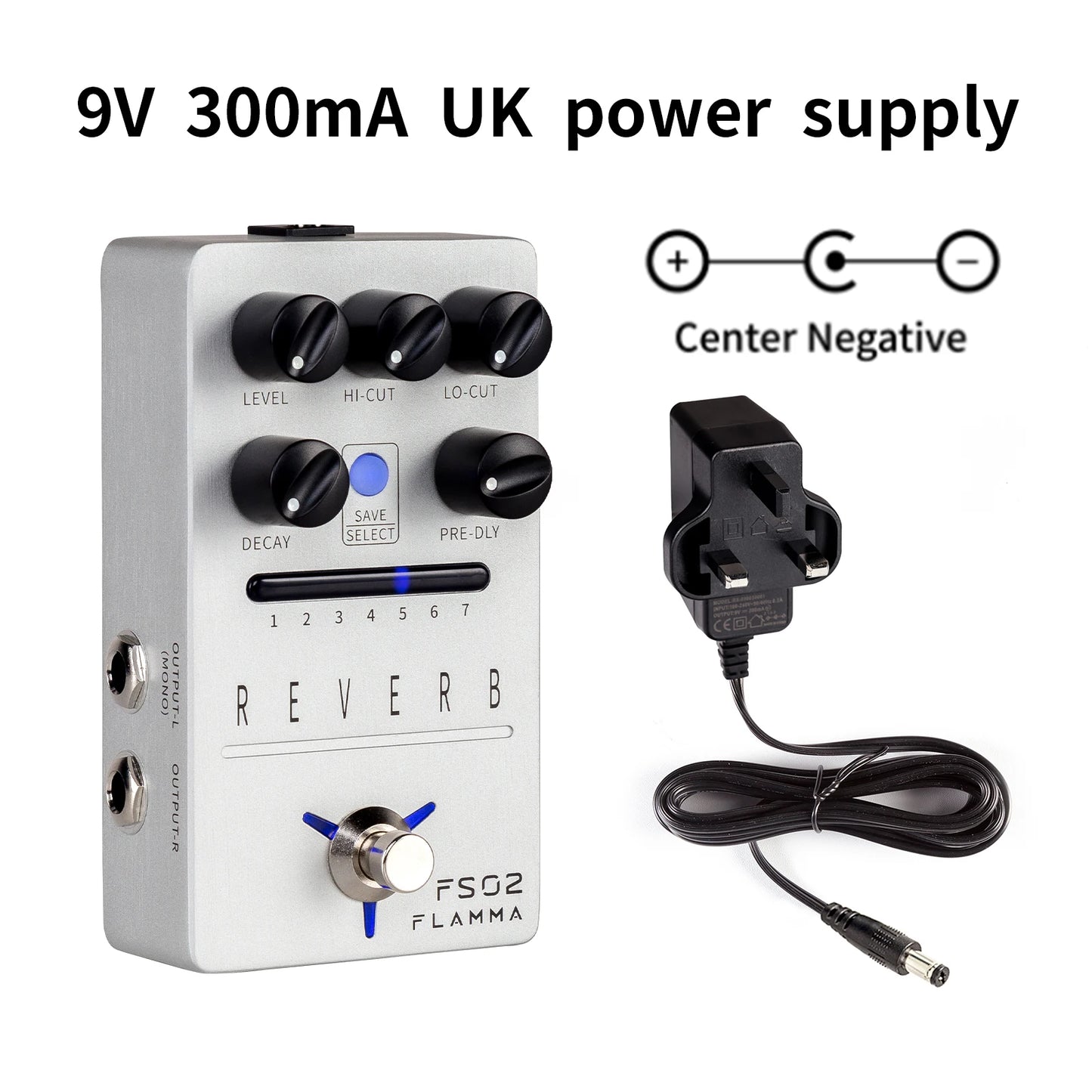 FLAMMA FS02 Reverb Pedal Reverb Stereo Spring Reverb True Bypass Storable Preset