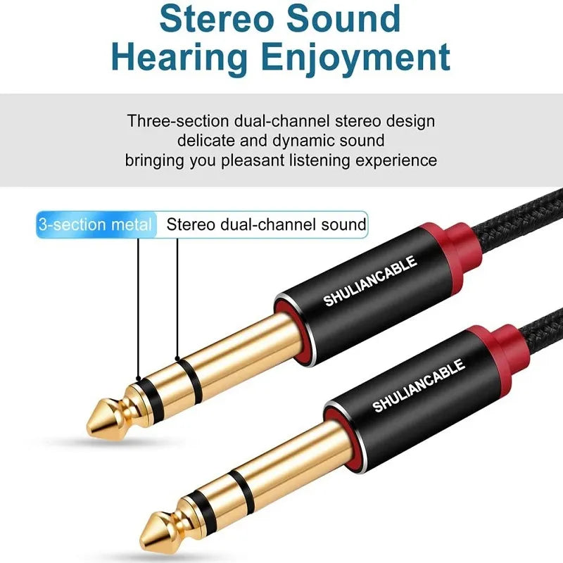 Lungfish Guitar Cable 6.35mm TRS Stereo Cable Male to Male for Electric Guitar