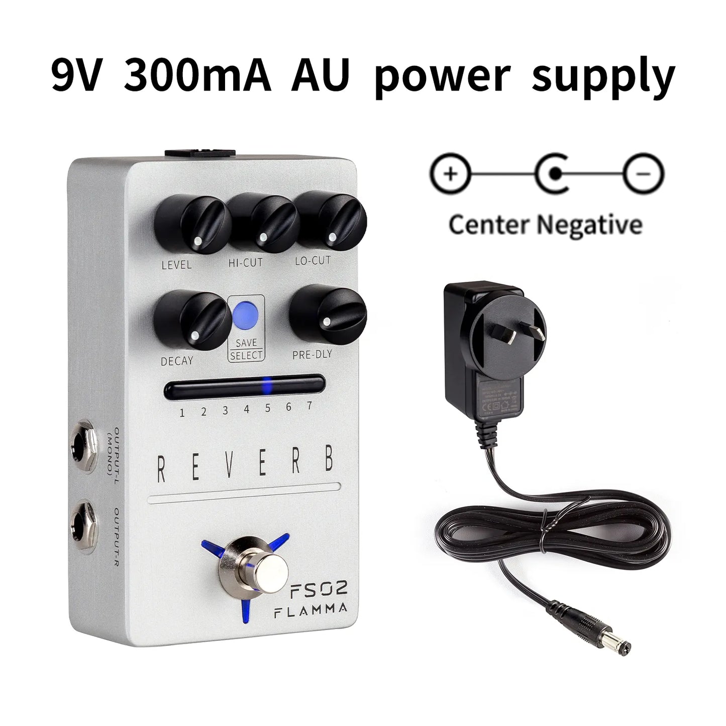 FLAMMA FS02 Reverb Pedal Reverb Stereo Spring Reverb True Bypass Storable Preset