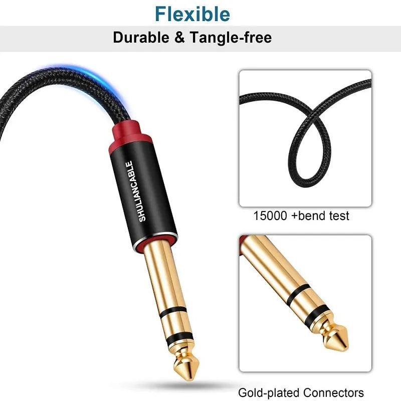 Lungfish Guitar Cable 6.35mm TRS Stereo Cable Male to Male for Electric Guitar