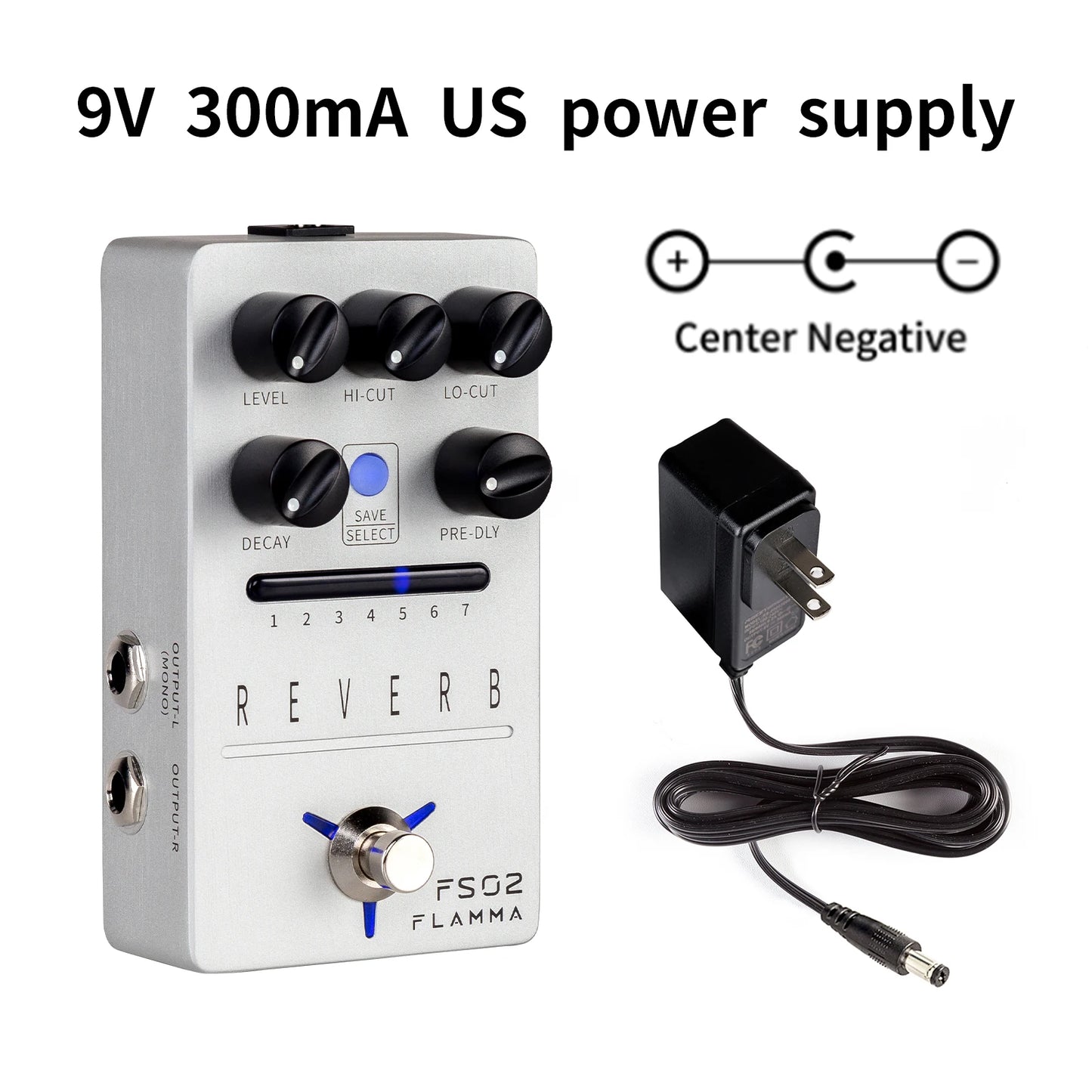 FLAMMA FS02 Reverb Pedal Reverb Stereo Spring Reverb True Bypass Storable Preset