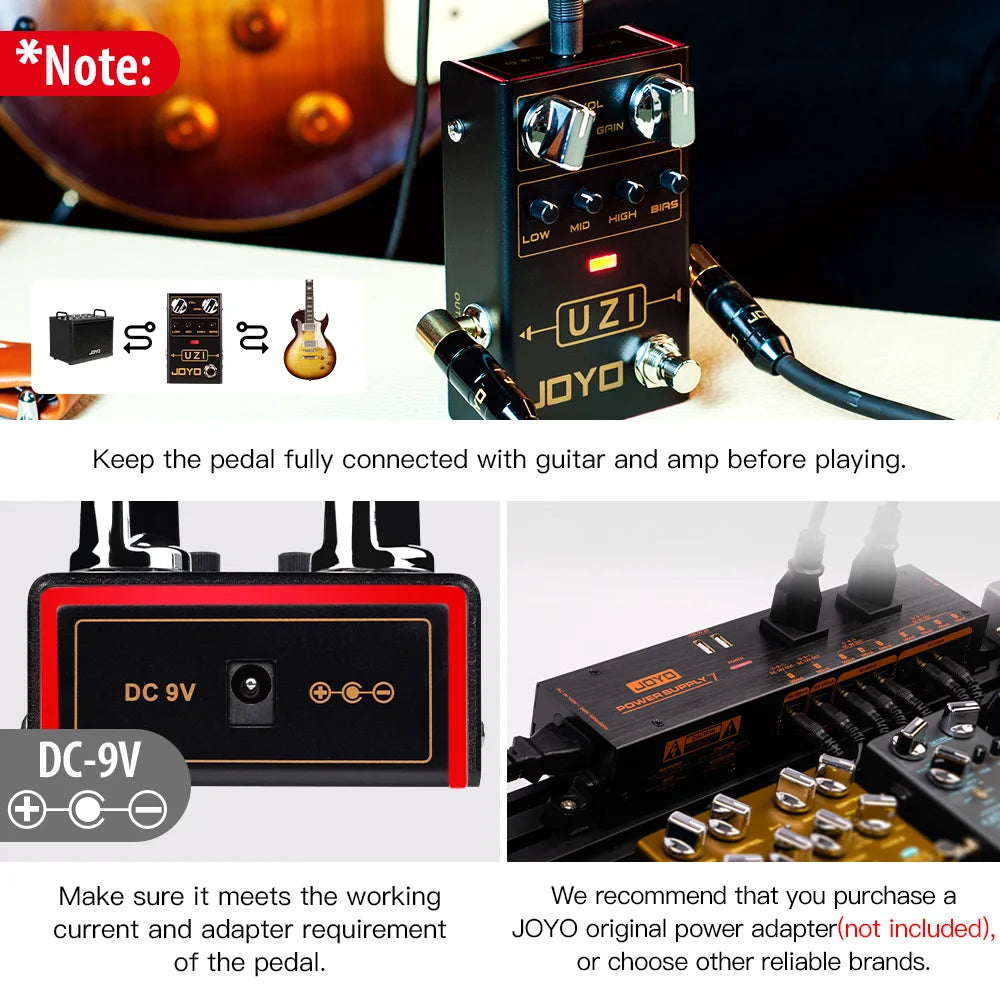 JOYO R-03 UZI Distortion Pedal High Gain Electric Guitar Effect Pedal Between